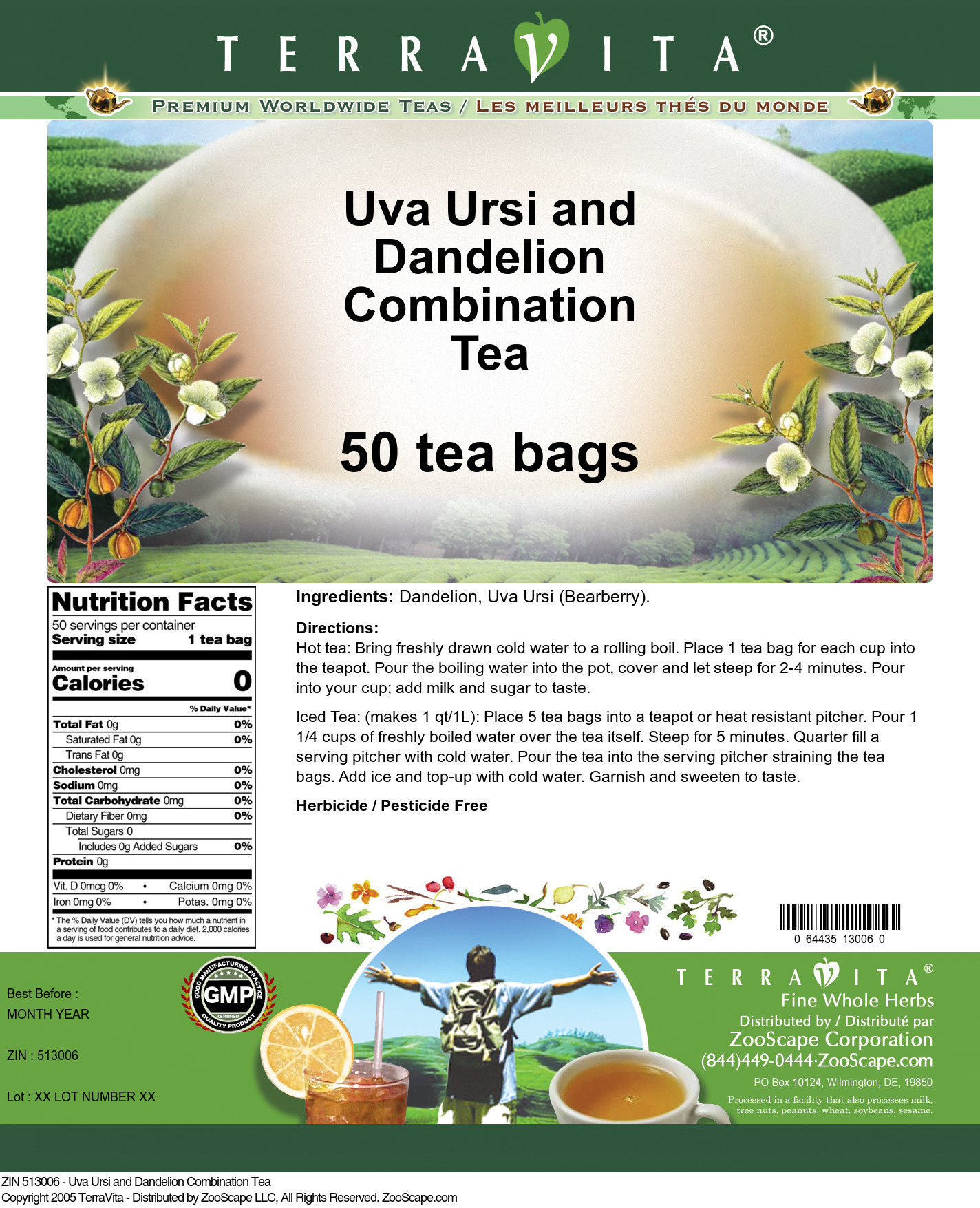Uva Ursi and Dandelion Combination Tea - Label