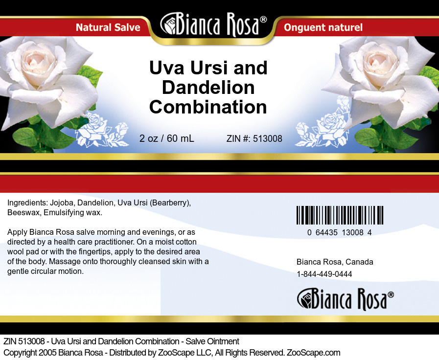 Uva Ursi and Dandelion Combination - Salve Ointment - Label