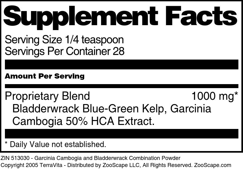 Garcinia Cambogia and Bladderwrack Combination Powder - Supplement / Nutrition Facts