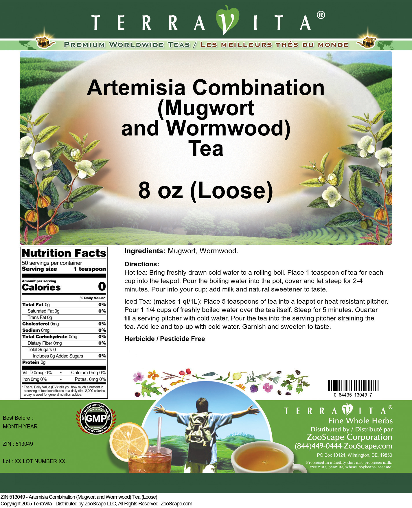 Artemisia Combination (Mugwort and Wormwood) Tea (Loose) - Label
