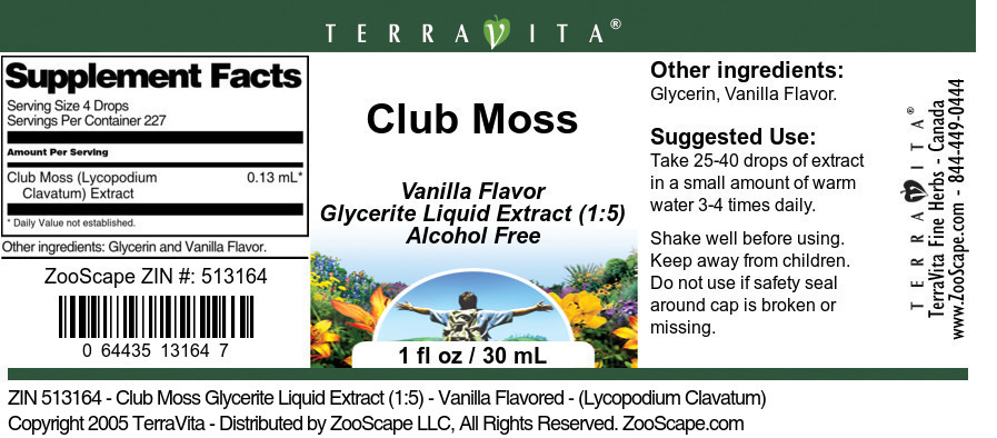 Club Moss Glycerite Liquid Extract (1:5) - (Lycopodium Clavatum) - Label