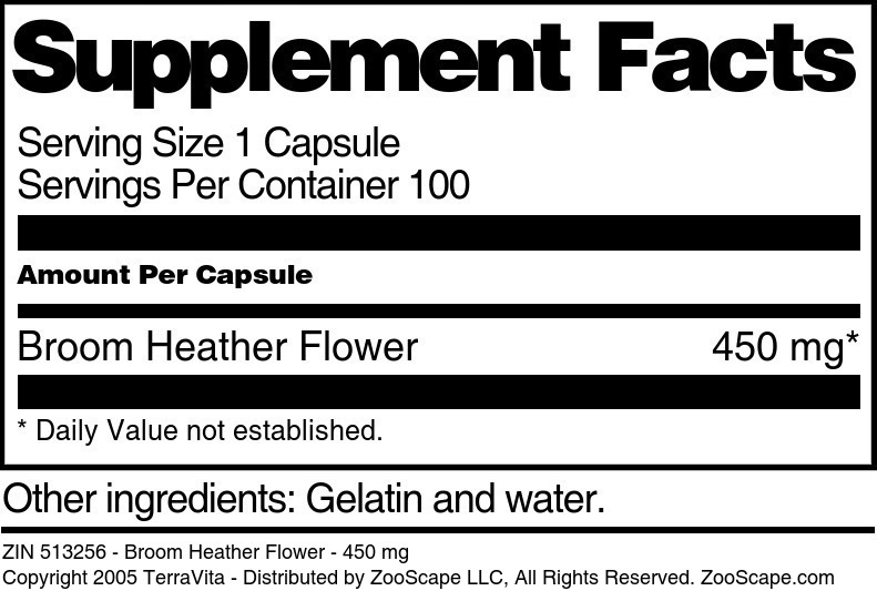 Broom Heather Flower - 450 mg - Supplement / Nutrition Facts