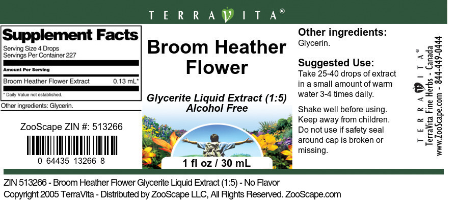 Broom Heather Flower Glycerite Liquid Extract (1:5) - Label