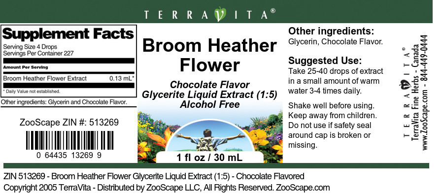 Broom Heather Flower Glycerite Liquid Extract (1:5) - Label