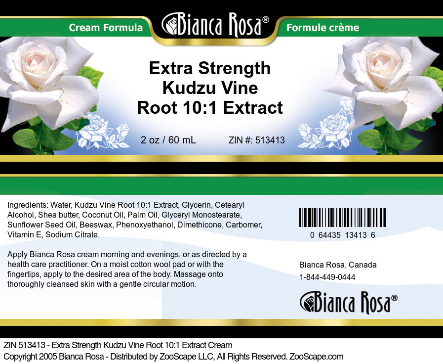 Extra Strength Kudzu Vine Root 10:1 Extract Cream - Label