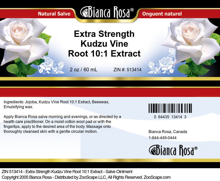 Extra Strength Kudzu Vine Root 10:1 Extract - Salve Ointment - Label