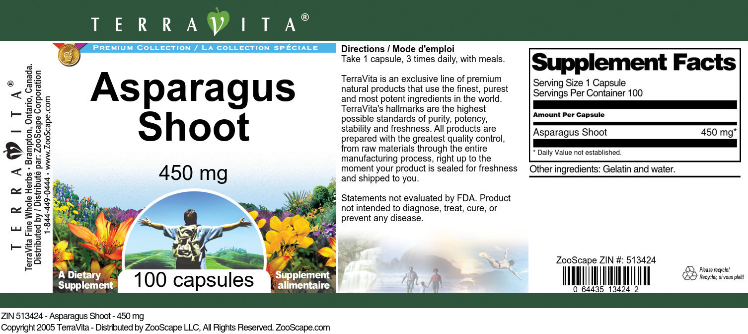 Asparagus Shoot - 450 mg - Label