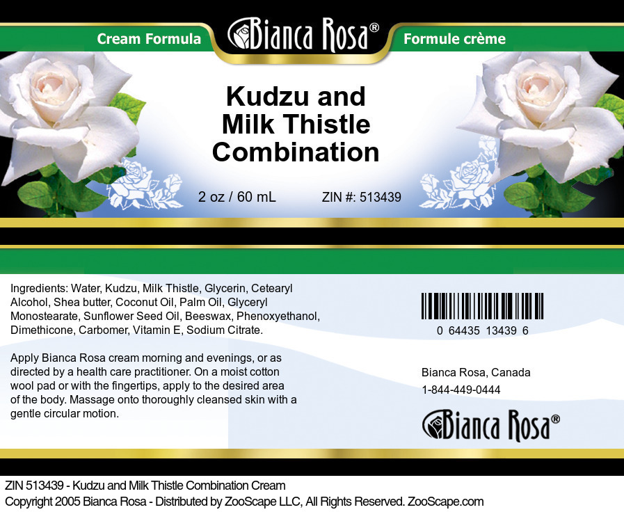 Kudzu and Milk Thistle Combination Cream - Label