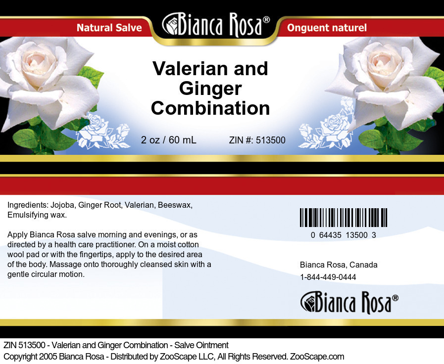 Valerian and Ginger Combination - Salve Ointment - Label