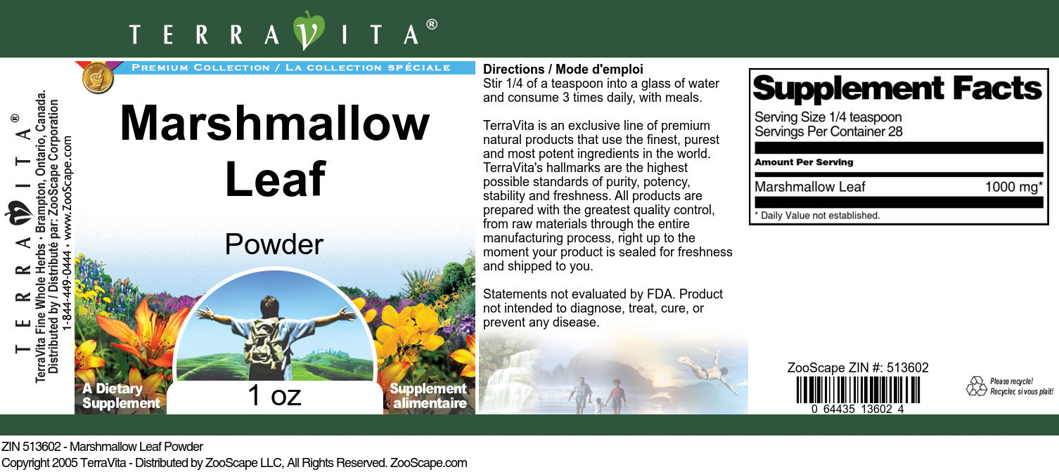 Marshmallow Leaf Powder - Label