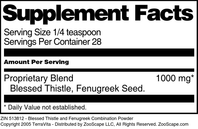 Blessed Thistle and Fenugreek Combination Powder - Supplement / Nutrition Facts