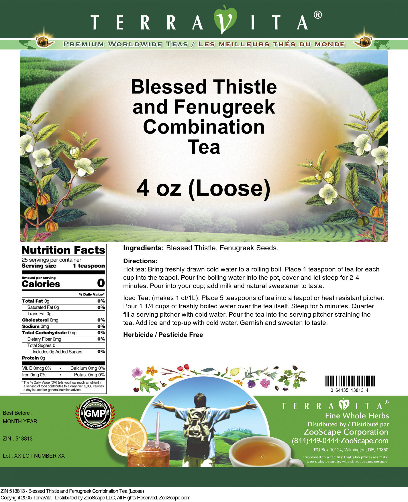 Blessed Thistle and Fenugreek Combination Tea (Loose) - Label