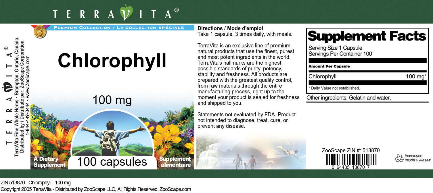 Chlorophyll - 100 mg - Label