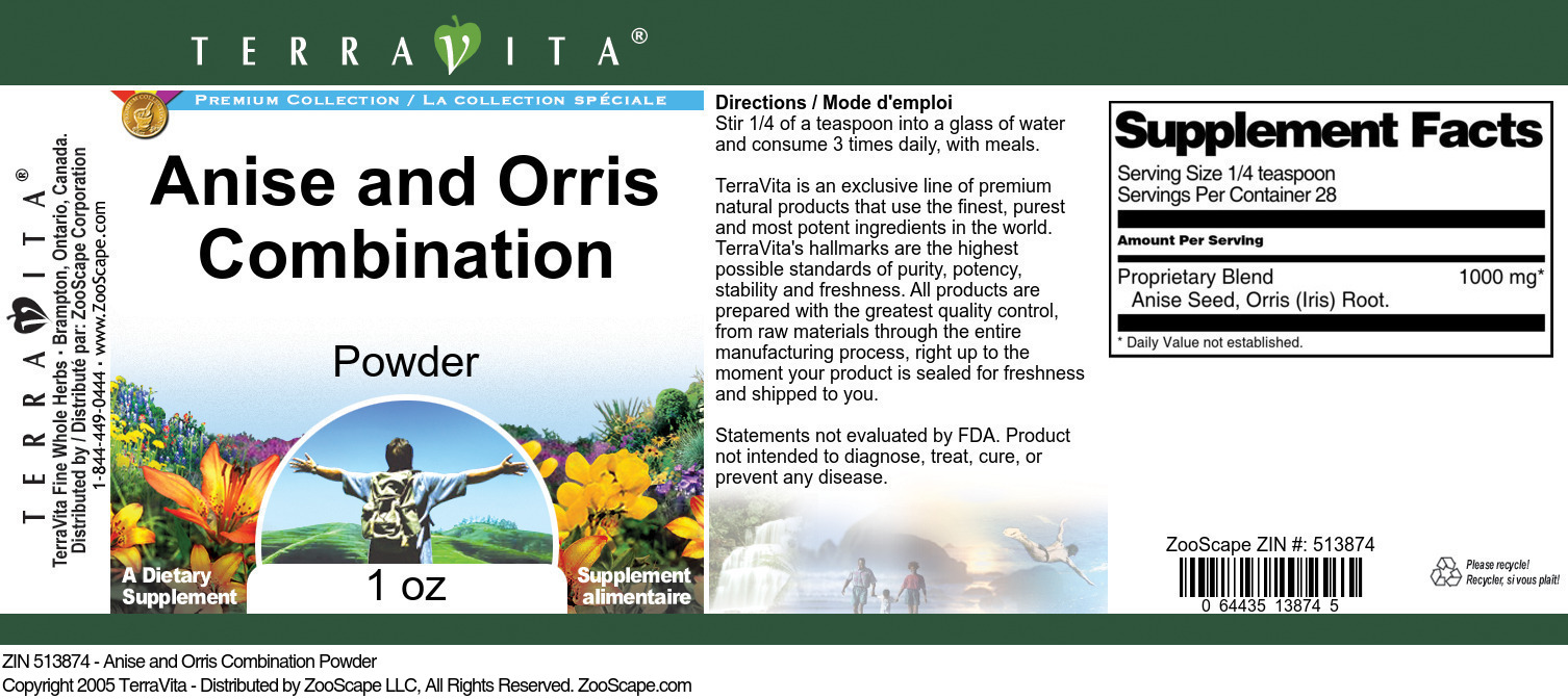 Anise and Orris Combination Powder - Label