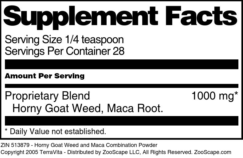 Horny Goat Weed and Maca Combination Powder - Supplement / Nutrition Facts