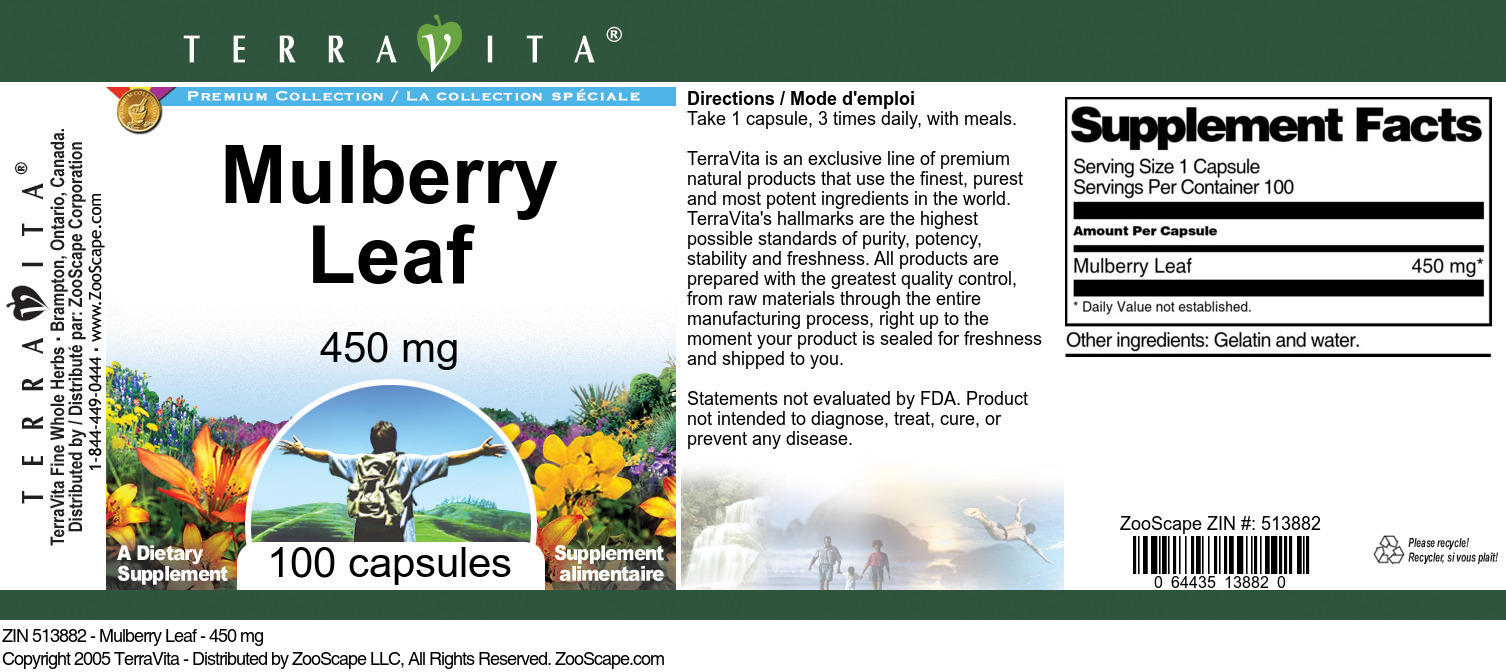 Mulberry Leaf - 450 mg - Label
