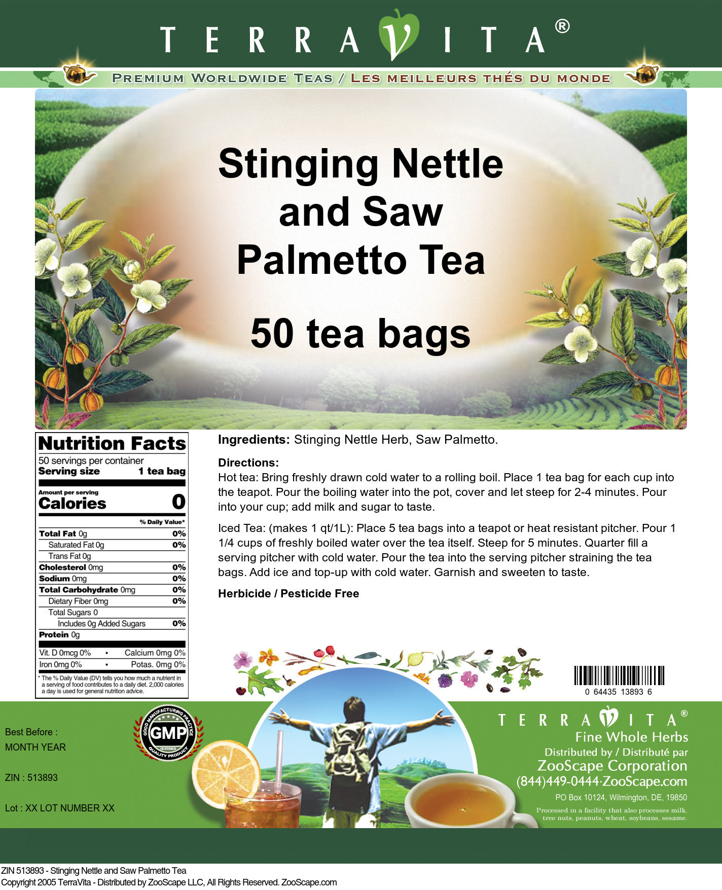 Stinging Nettle and Saw Palmetto Tea - Label