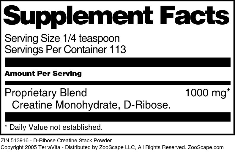 D-Ribose Creatine Stack Powder - Supplement / Nutrition Facts