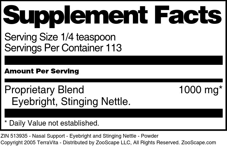 Nasal Support - Eyebright and Stinging Nettle - Powder - Supplement / Nutrition Facts