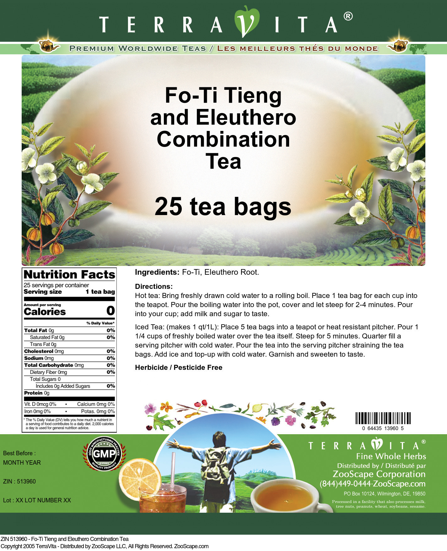 Fo-Ti Tieng and Eleuthero Combination Tea - Label