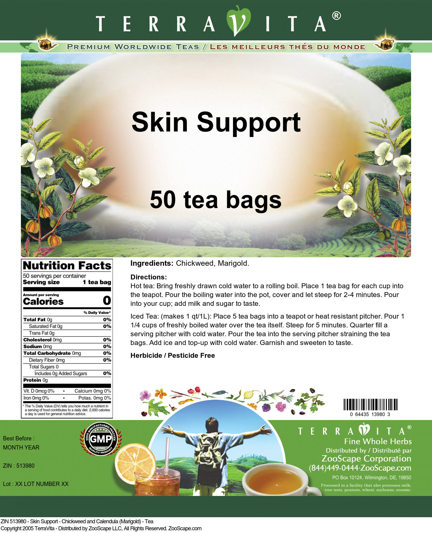 Skin Support - Chickweed and Calendula (Marigold) - Tea - Label