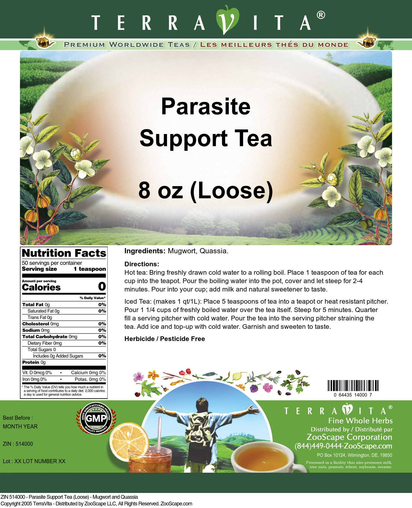 Parasite Support Tea (Loose) - Mugwort and Quassia - Label