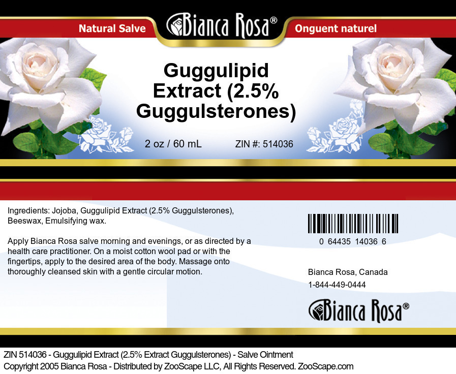 Guggulipid Extract (2.5% Guggulsterones) - Salve Ointment - Label