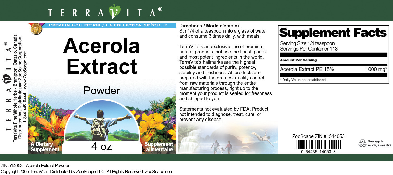 Acerola Extract Powder - Label