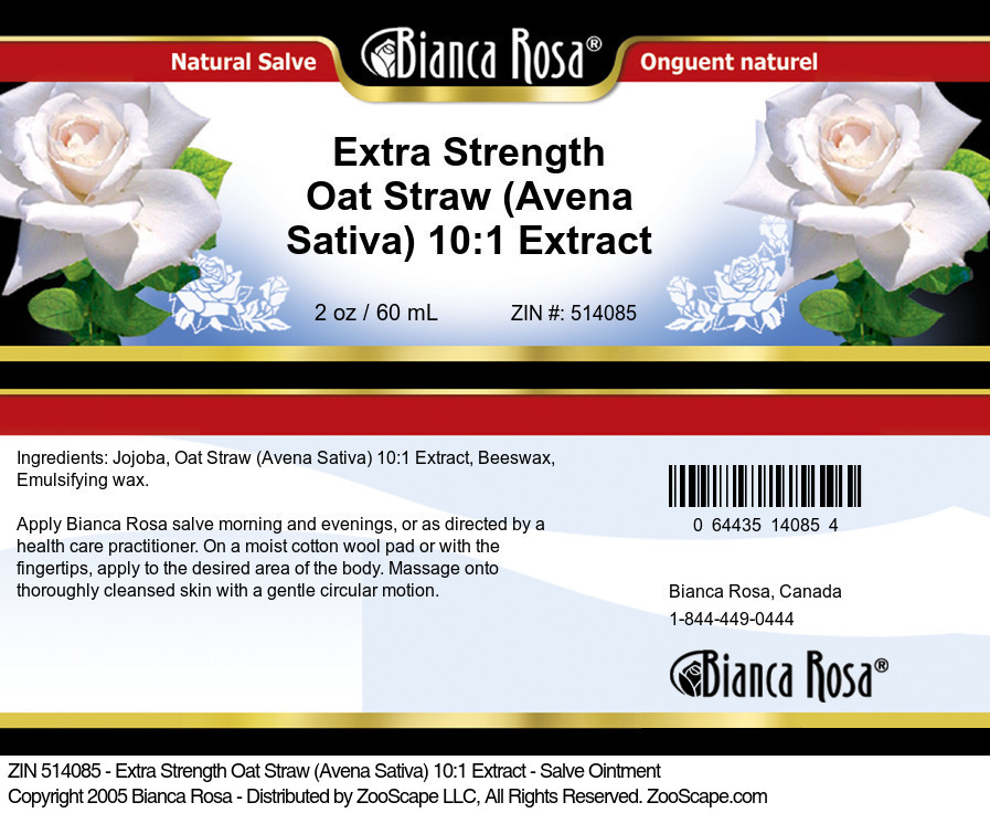 Extra Strength Oat Straw (Avena Sativa) 10:1 Extract - Salve Ointment - Label