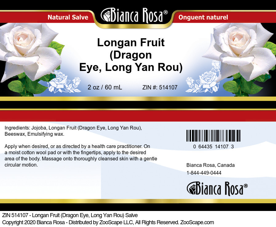 Longan Fruit (Dragon Eye, Long Yan Rou) Salve - Label