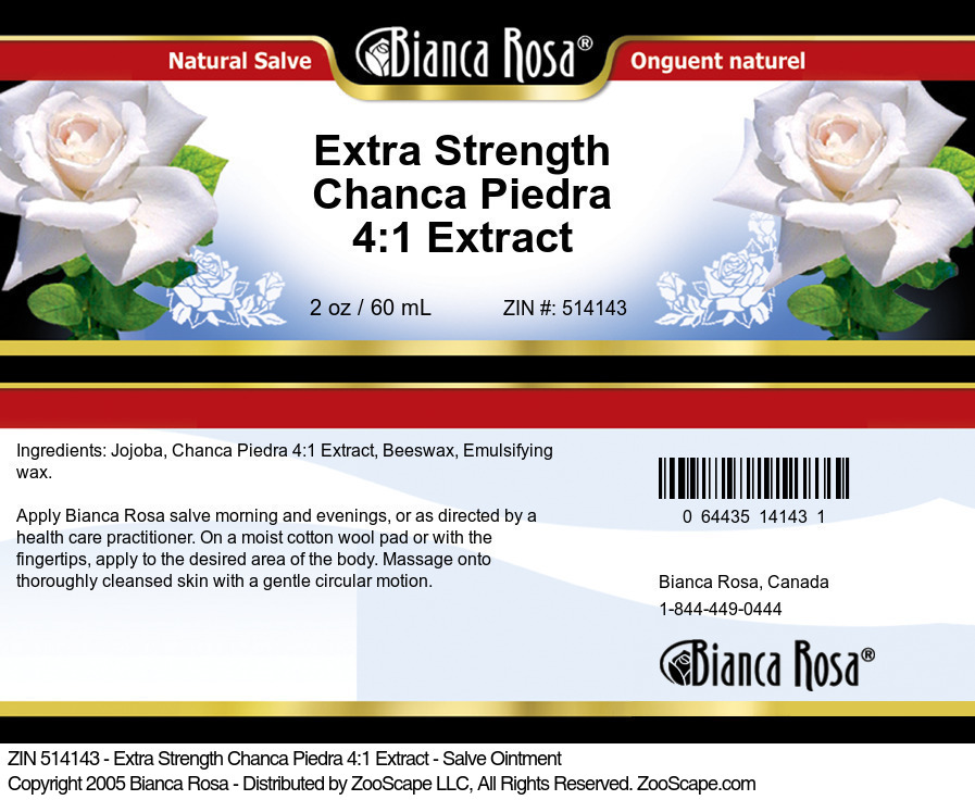 Extra Strength Chanca Piedra 4:1 Extract - Salve Ointment - Label