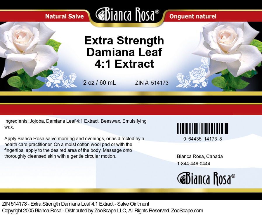 Extra Strength Damiana Leaf 4:1 Extract - Salve Ointment - Label