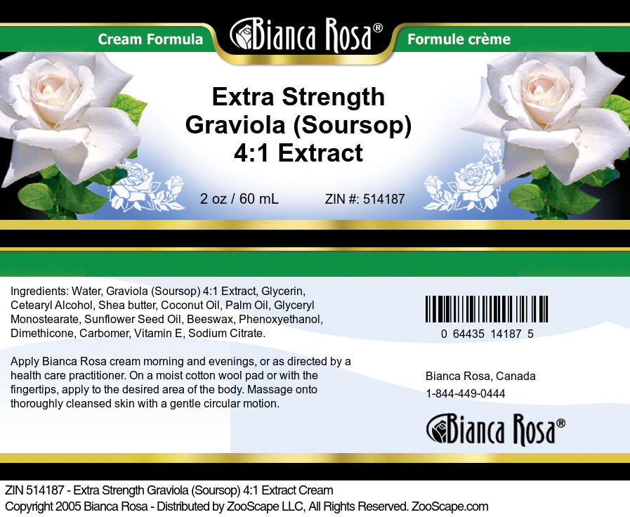 Extra Strength Graviola (Soursop) 4:1 Extract Cream - Label