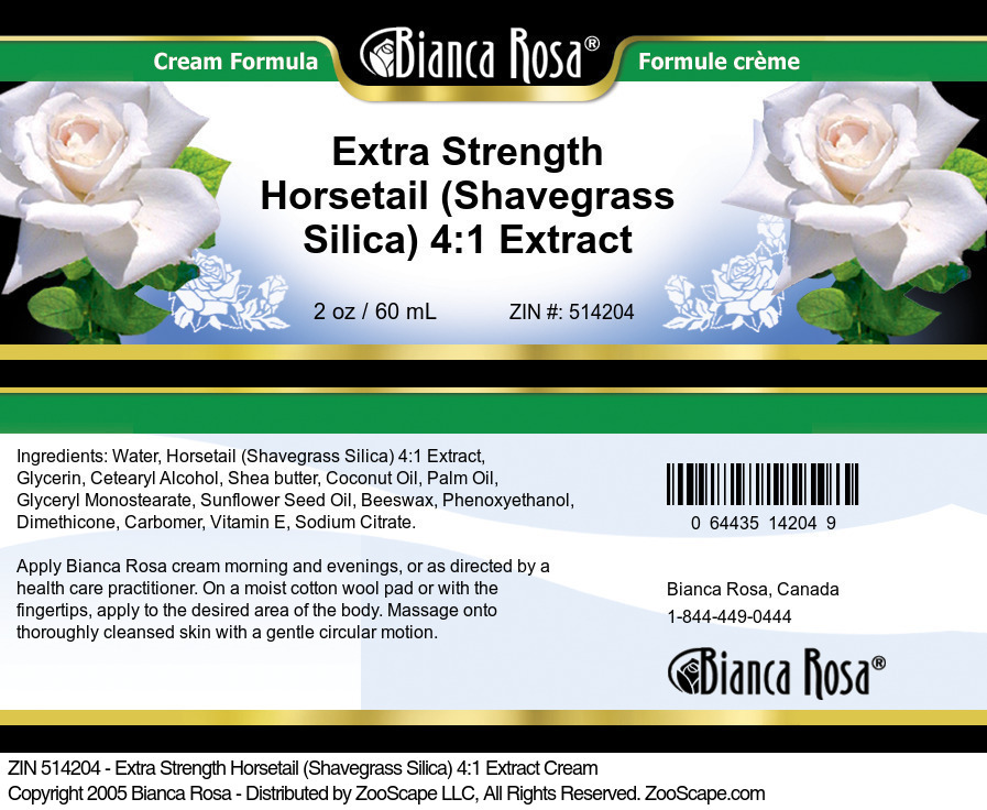 Extra Strength Horsetail (Shavegrass Silica) 4:1 Extract Cream - Label