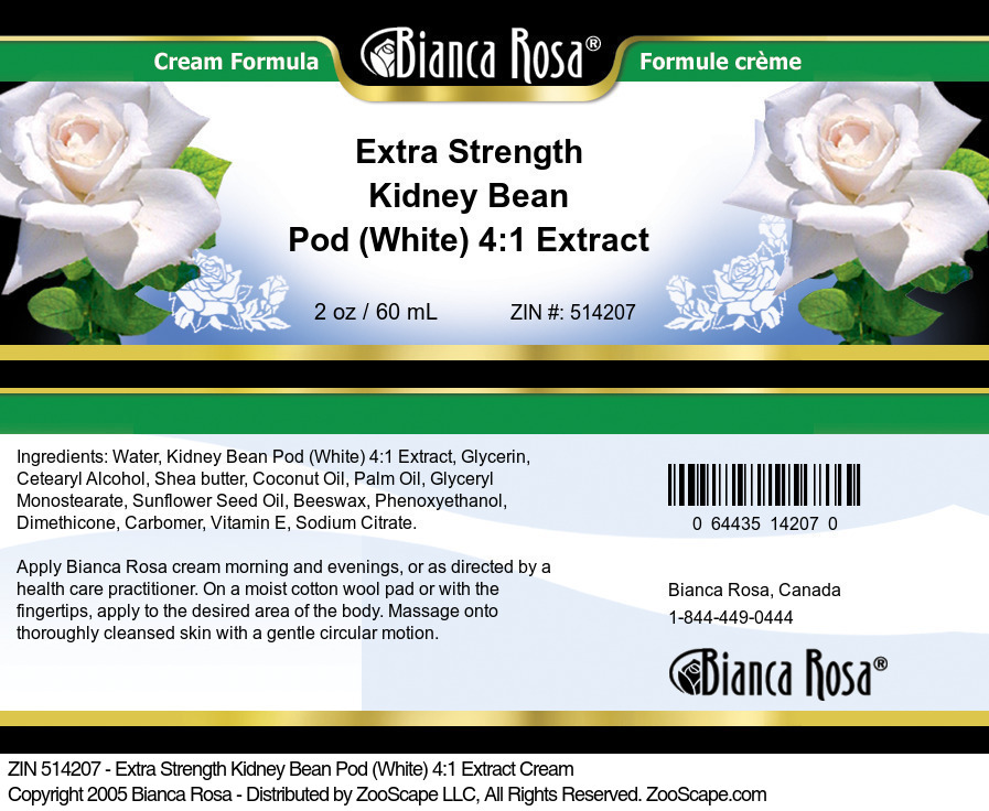 Extra Strength Kidney Bean Pod (White) 4:1 Extract Cream - Label