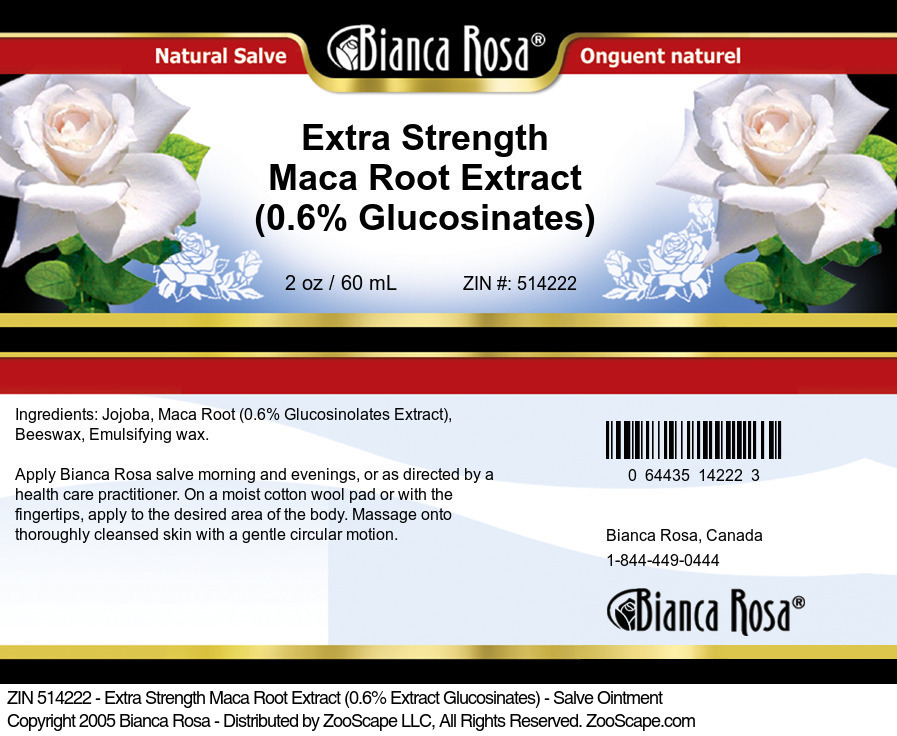 Extra Strength Maca Root Extract (0.6% Glucosinates) - Salve Ointment - Label