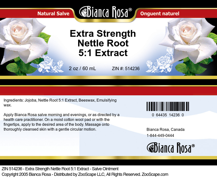Extra Strength Nettle Root 5:1 Extract - Salve Ointment - Label