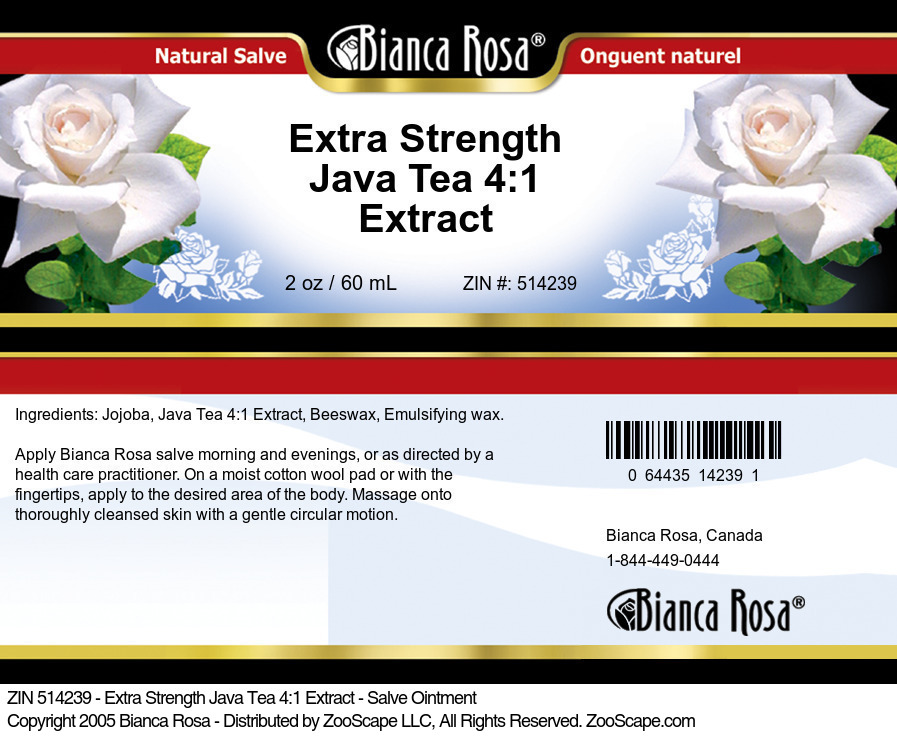 Extra Strength Java Tea 4:1 Extract - Salve Ointment - Label