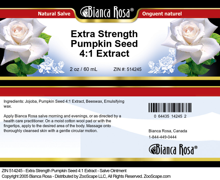 Extra Strength Pumpkin Seed 4:1 Extract - Salve Ointment - Label