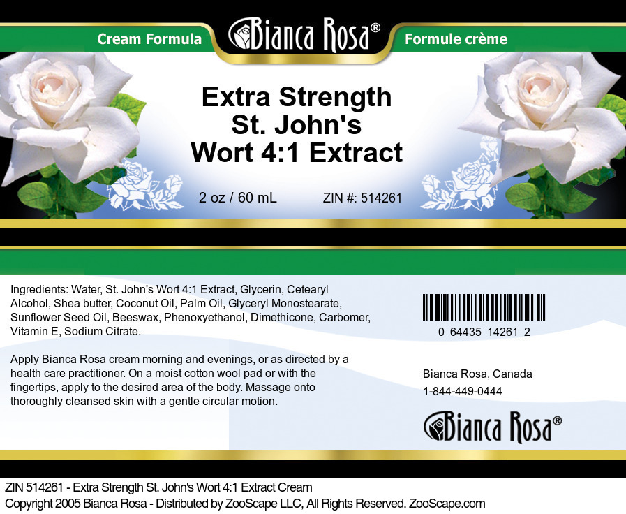 Extra Strength St. John's Wort 4:1 Extract Cream - Label