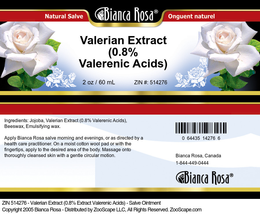 Valerian Extract (0.8% Valerenic Acids) - Salve Ointment - Label