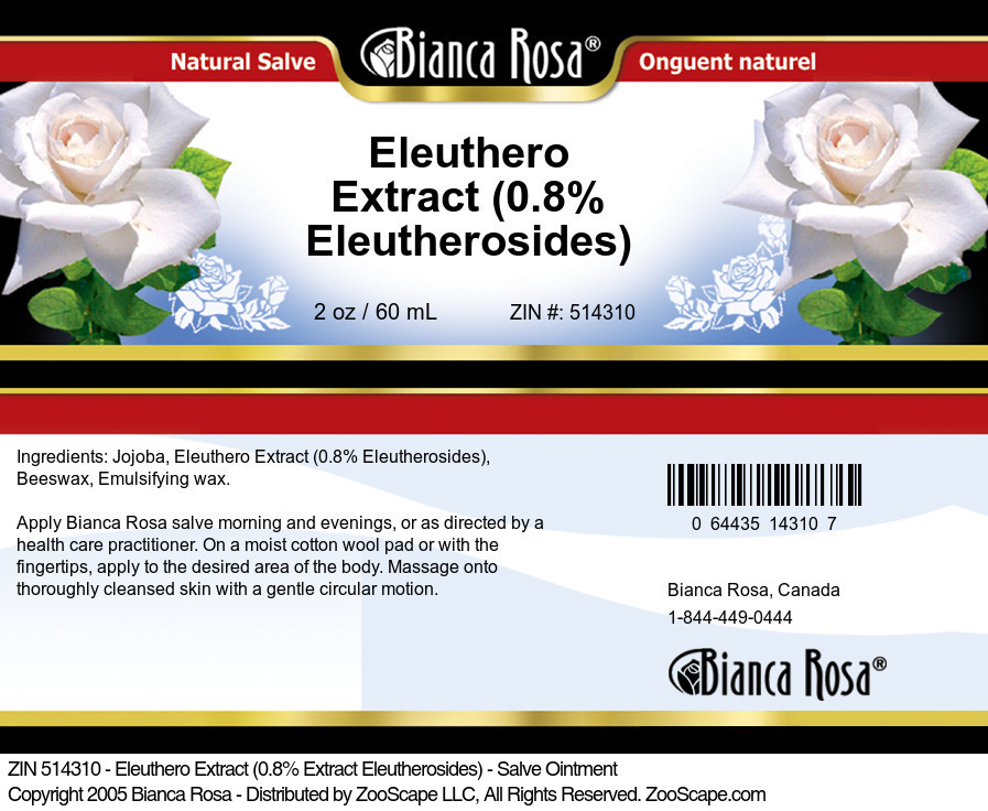 Eleuthero Extract (0.8% Eleutherosides) - Salve Ointment - Label