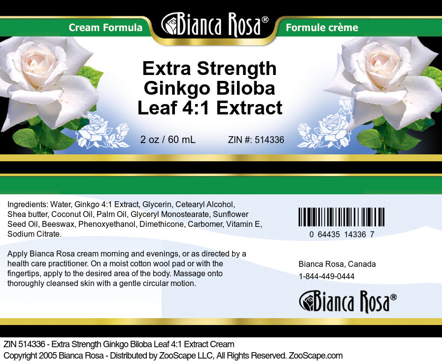 Extra Strength Ginkgo Biloba Leaf 4:1 Extract Cream - Label