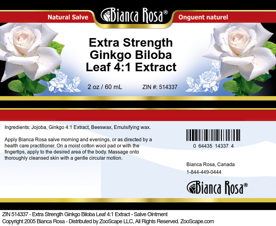 Extra Strength Ginkgo Biloba Leaf 4:1 Extract - Salve Ointment - Label