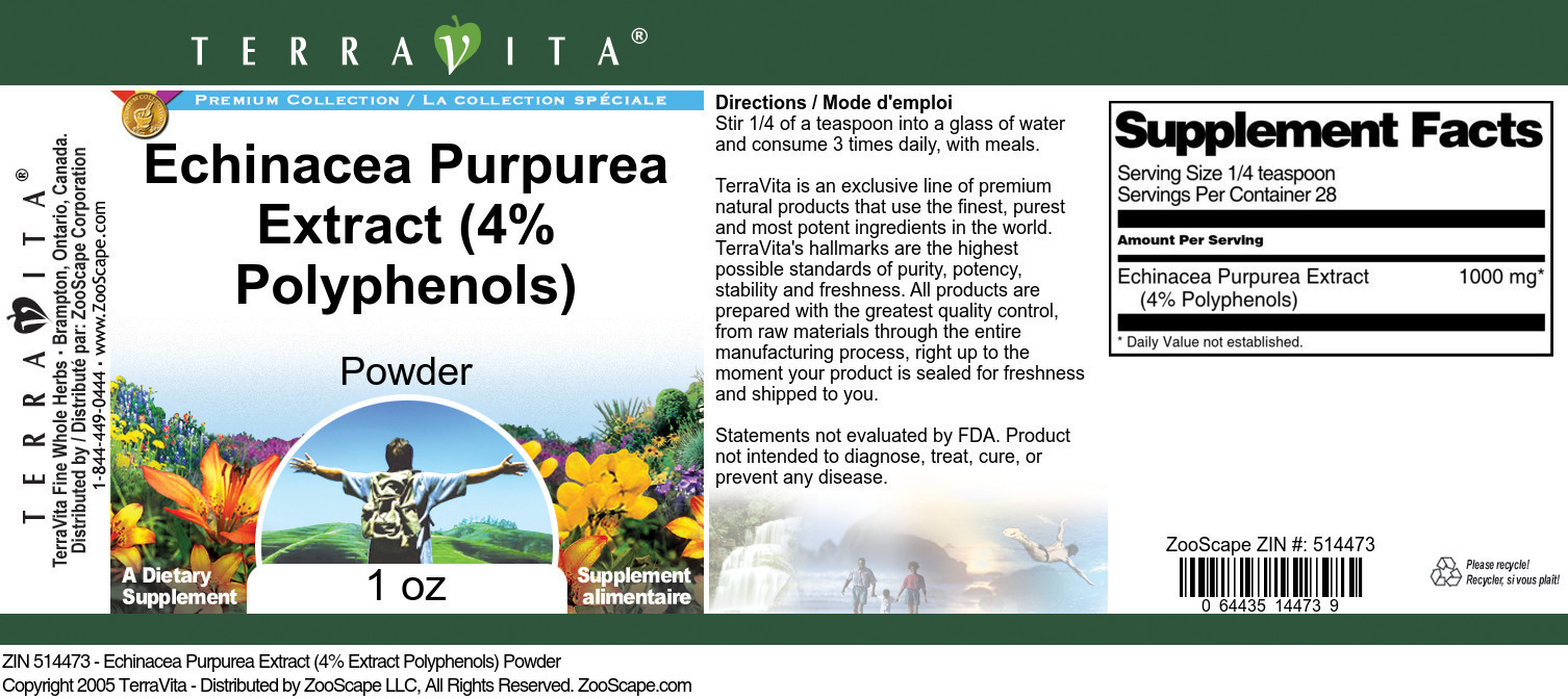 Echinacea Purpurea Extract (4% Polyphenols) Powder - Label
