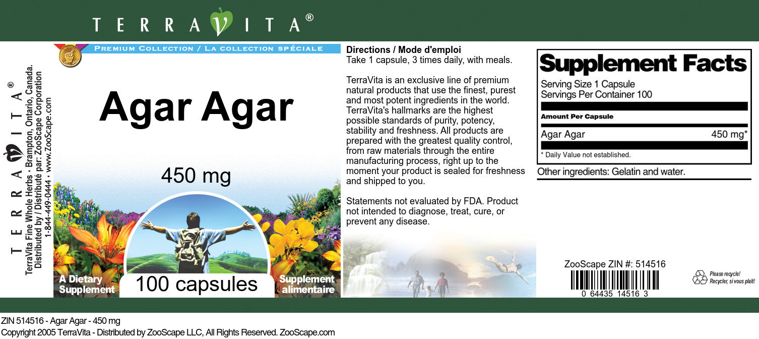 Agar Agar - 450 mg - Label