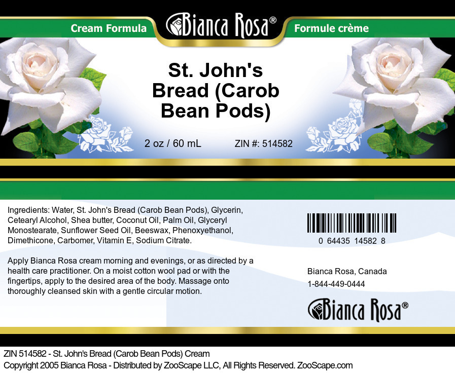 St. John's Bread (Carob Bean Pods) Cream - Label