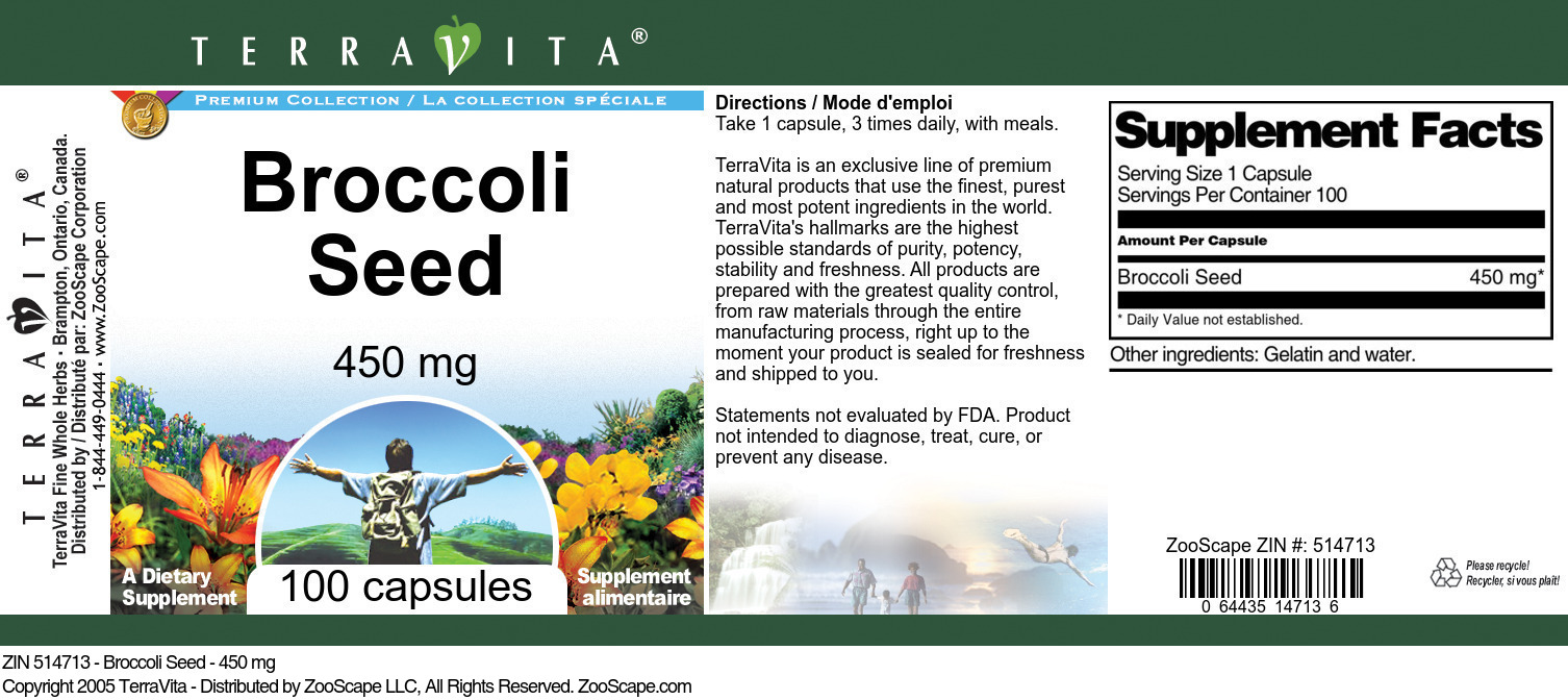 Broccoli Seed - 450 mg - Label