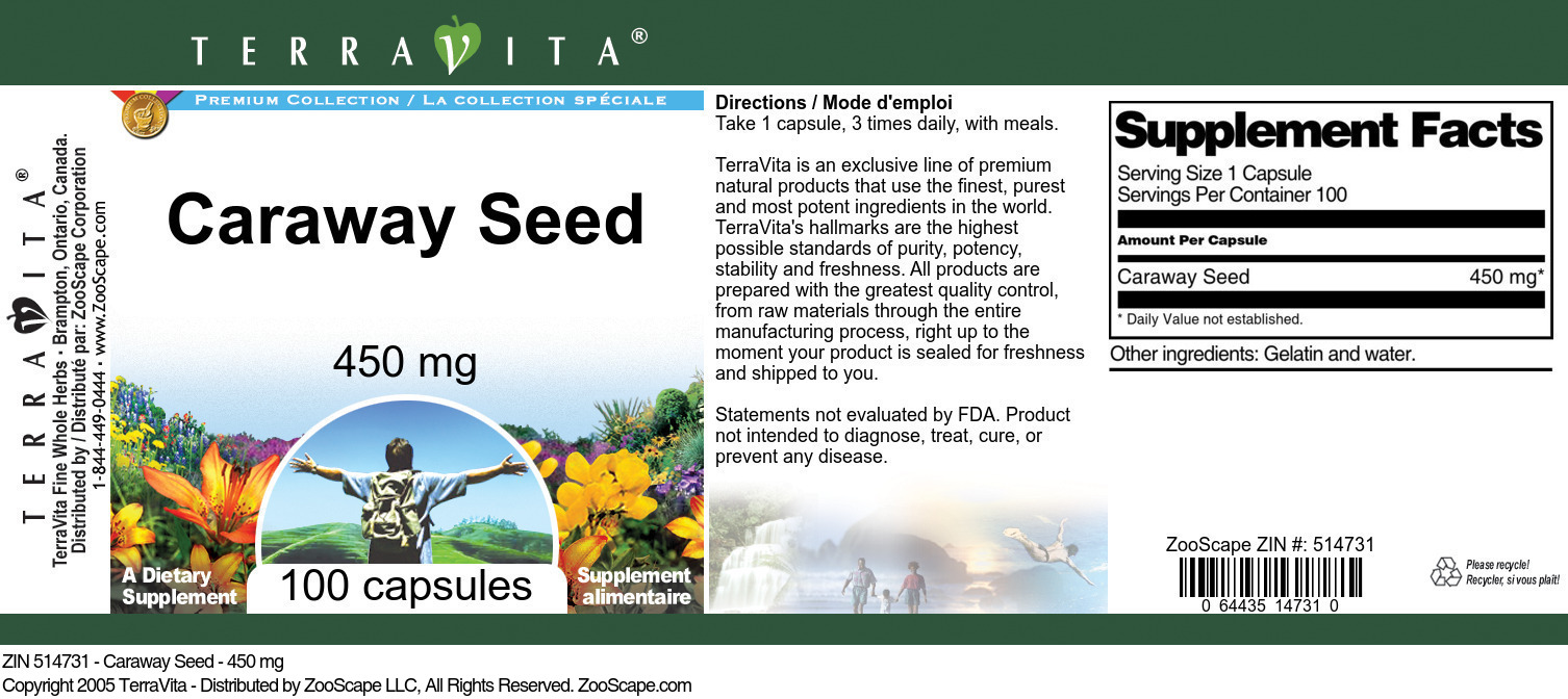 Caraway Seed - 450 mg - Label