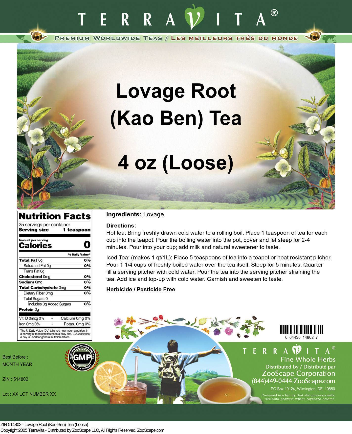 Lovage Root (Kao Ben) Tea (Loose) - Label